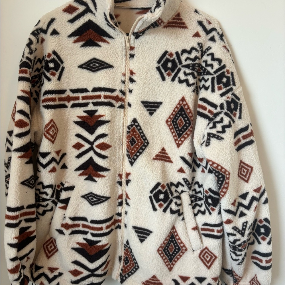 Aztec Patterned Fleece Jacket